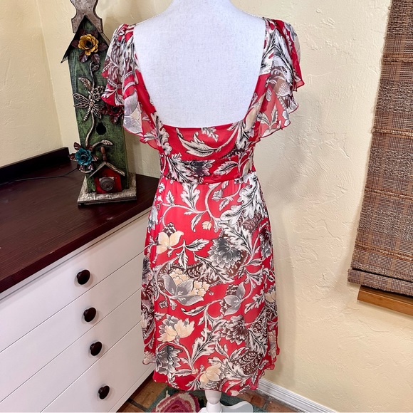 Diane Von Furstenberg red floral silk dress - Picture 4 of 9